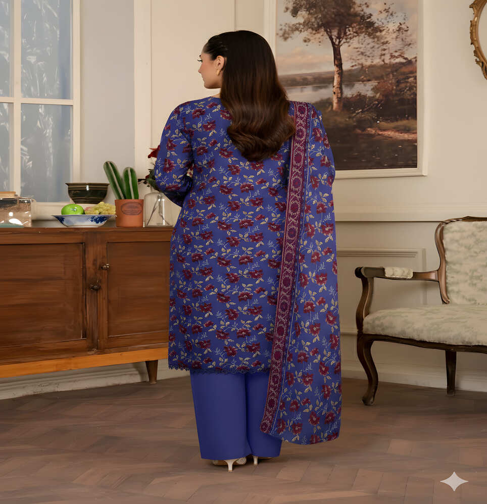 Unstitched Printed Lawn 3 Piece