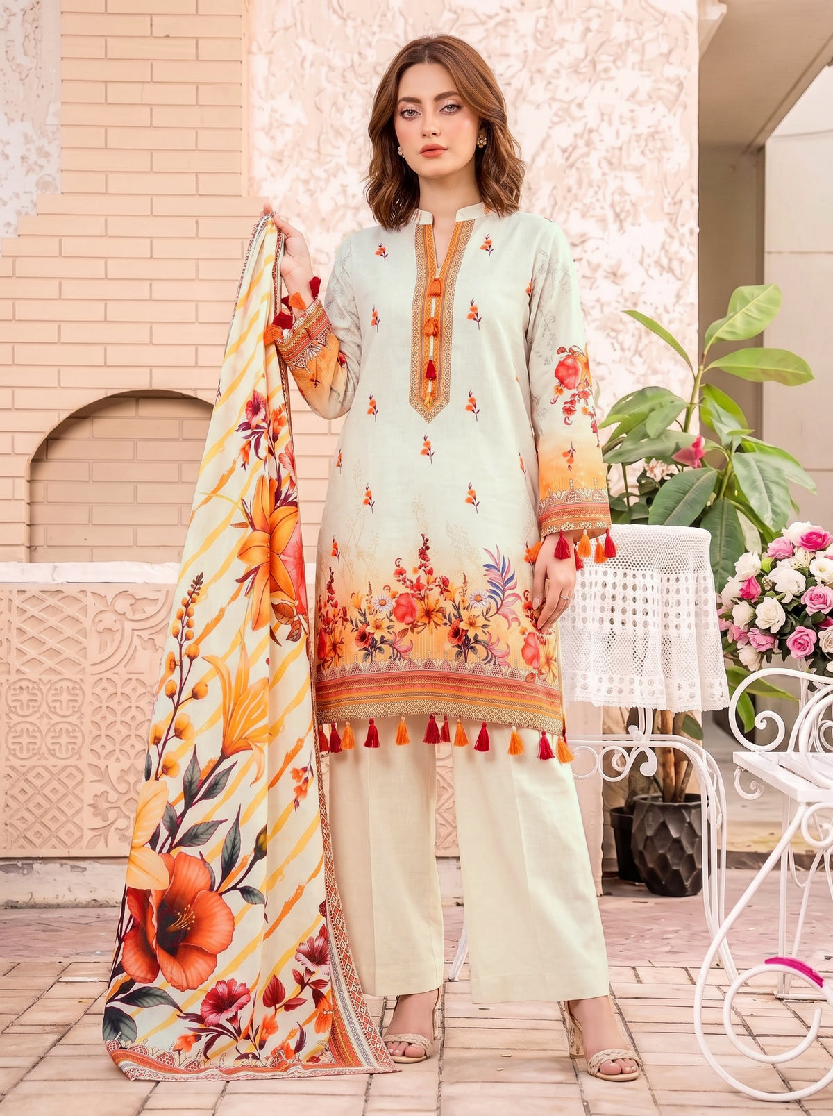 Khumar Vol 2 Printed 3-Piece Suit (Design 4)