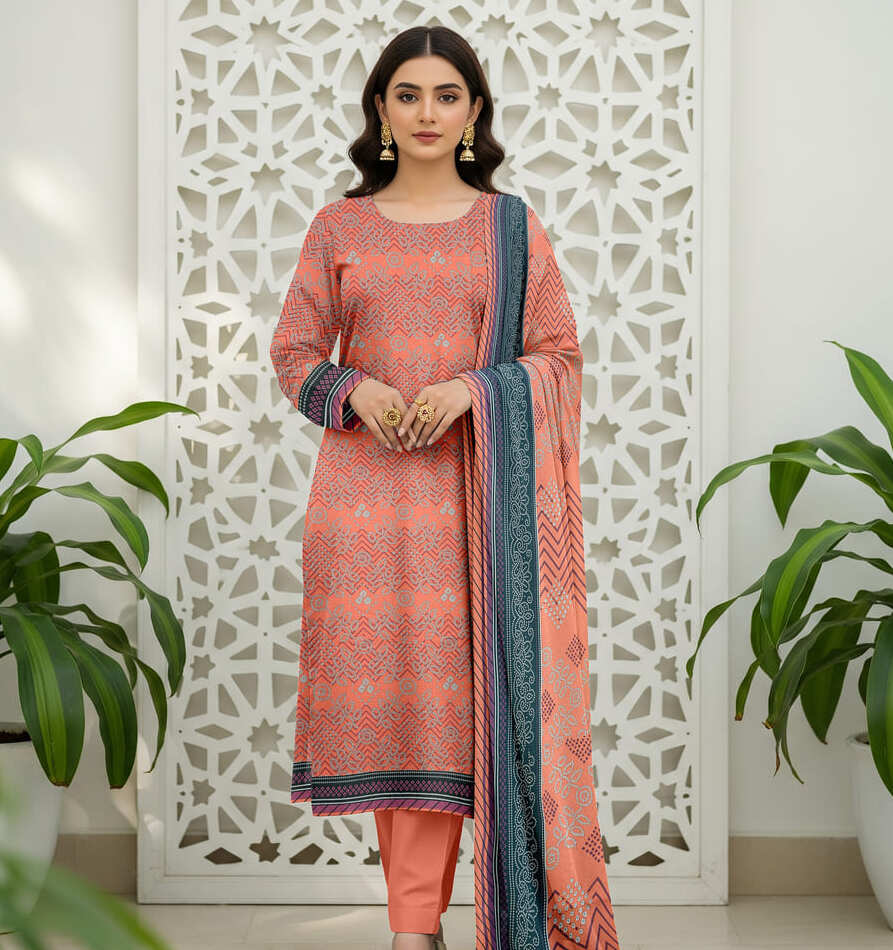 Unstitched Printed Karandi 3 Piece
