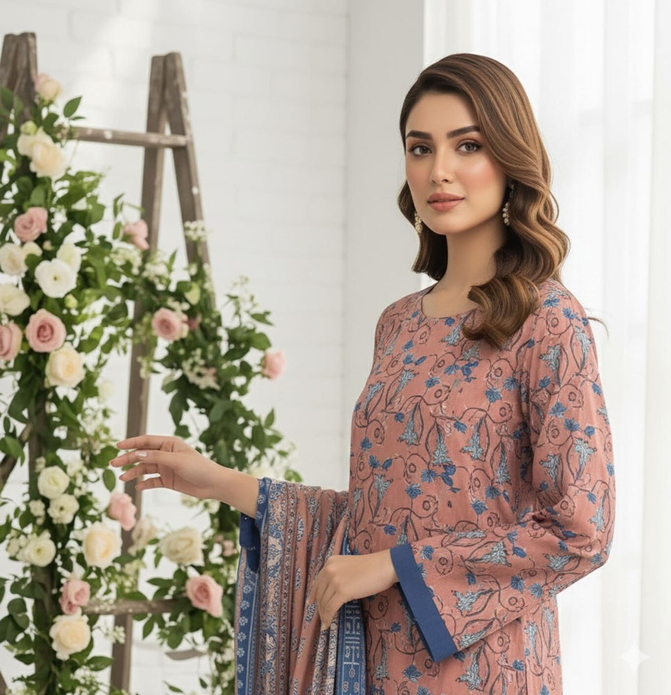 Unstitched Printed Lawn 3 Piece