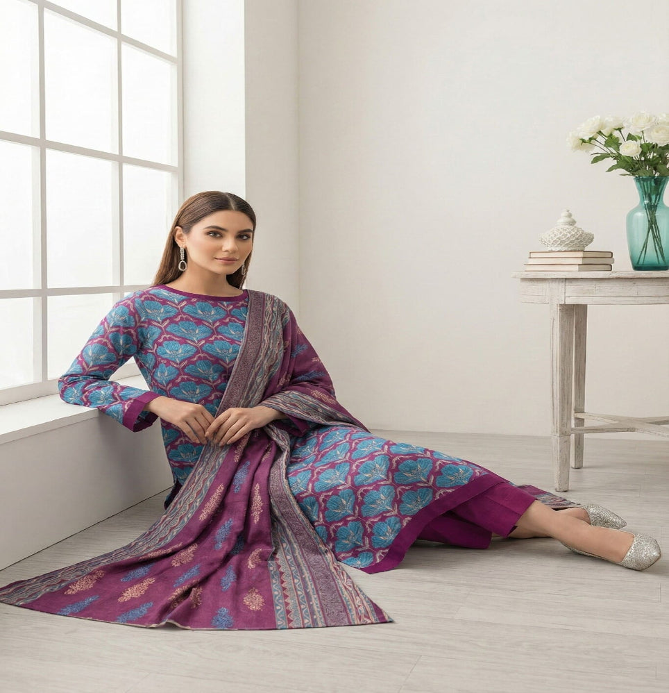 Unstitched Printed Lawn 3 Piece