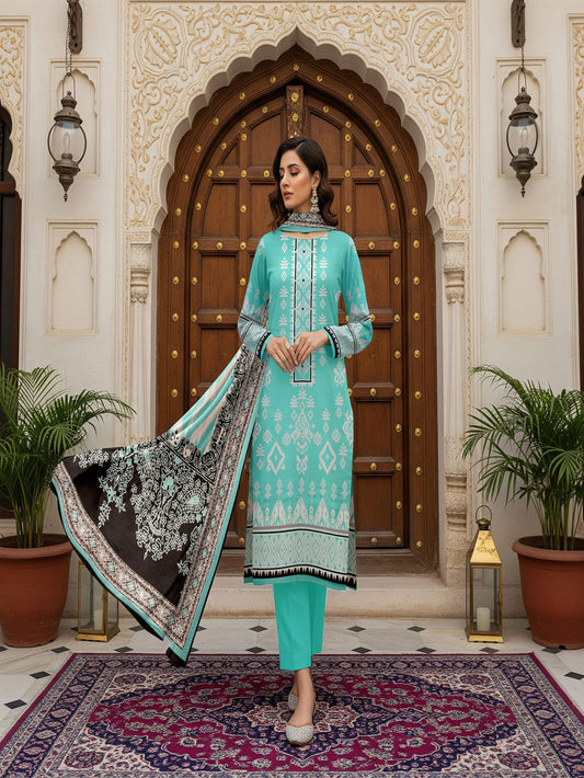 Unstitched Printed Lawn 3 Piece