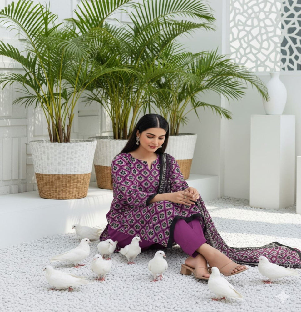 Unstitched Printed Lawn 3 Piece