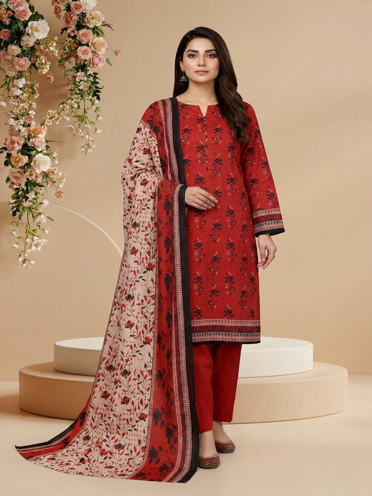 Unstitched Printed Lawn 3 Piece