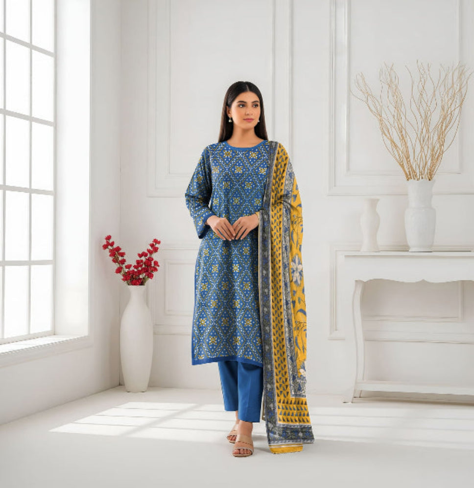 Unstitched Printed Lawn 3 Piece