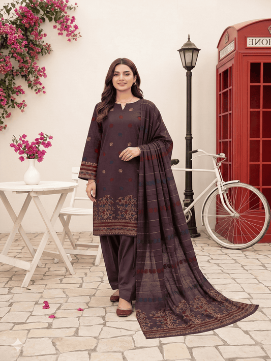 Jacquard Brosha Lawn 3 Piece Suit Unstitched