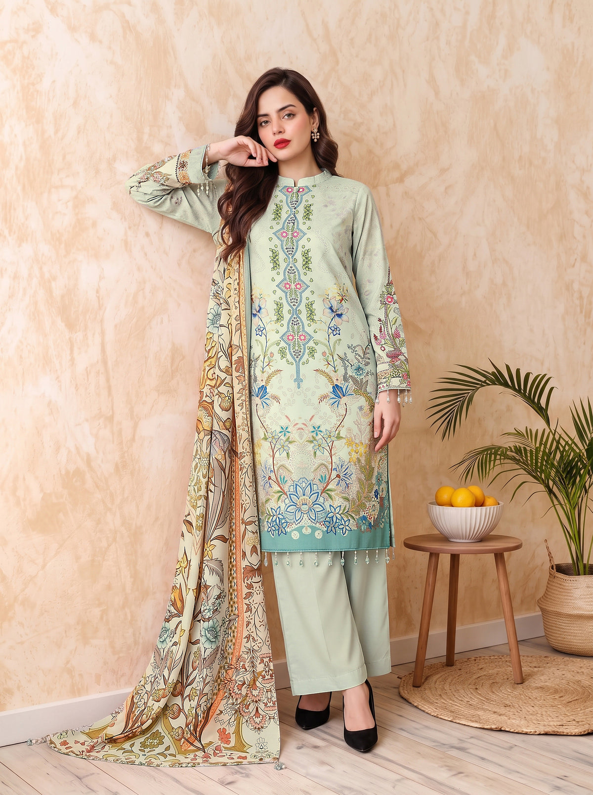 Areeqa Vol 2 Printed 3-Piece Suit (Design 6)