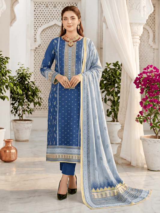Unstitched Printed Lawn 3 Piece Suit