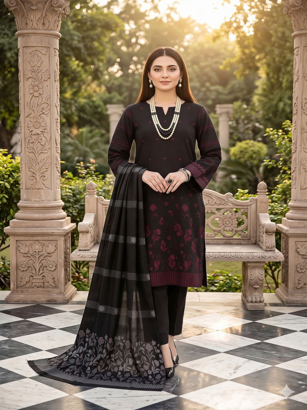 Jacquard Brosha Lawn 3 Piece Suit Unstitched