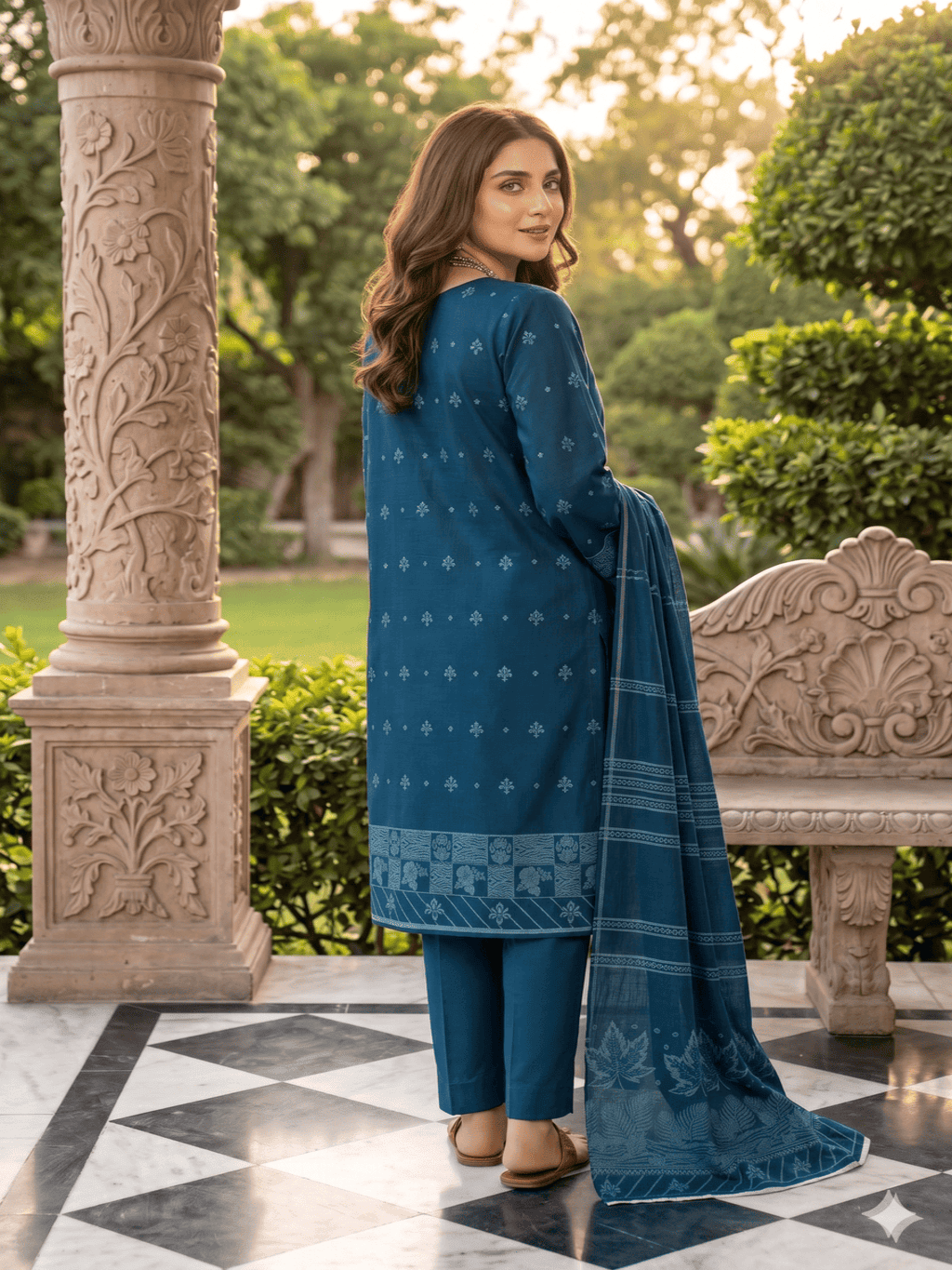 Jacquard Brosha Lawn 3 Piece Suit Unstitched