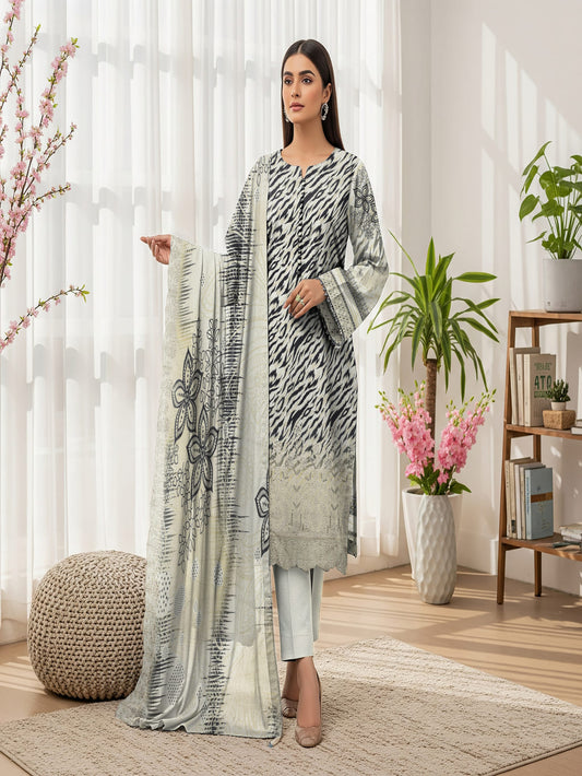 Unstitched Printed Lawn 3 Piece