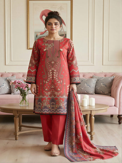 Unstitched Printed Lawn 3 Piece Suit