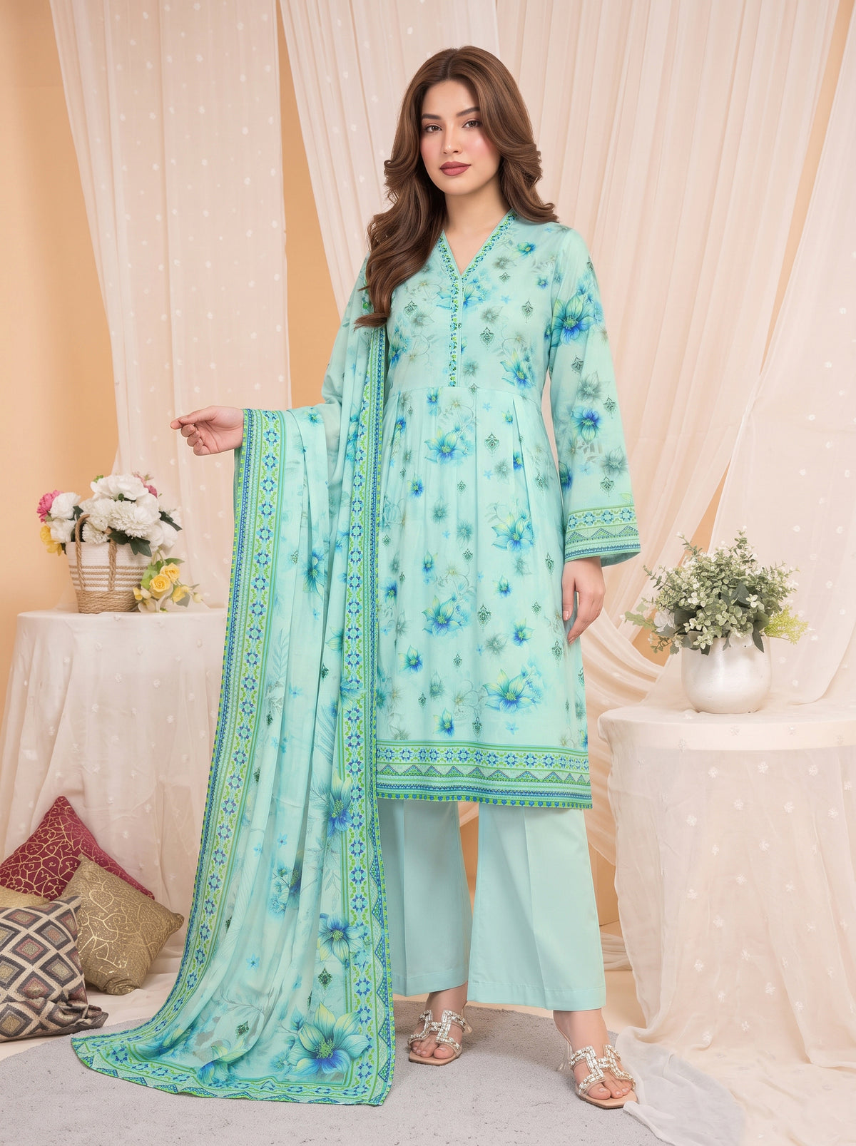 Khumar Vol 1 Printed 3-Piece Suit (Design 4)