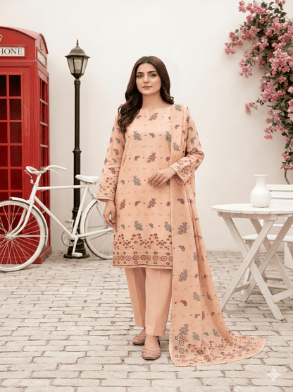 Jacquard Brosha Lawn 3 Piece Suit Unstitched