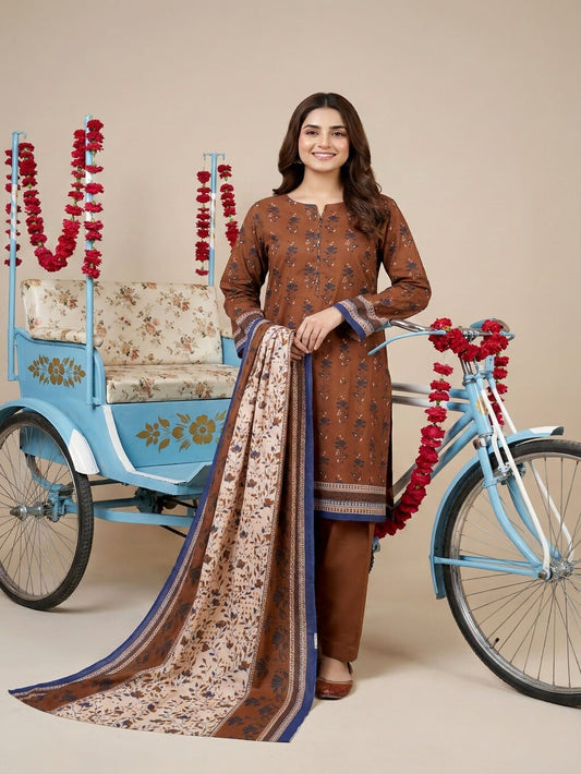 Unstitched Printed Lawn 3 Piece