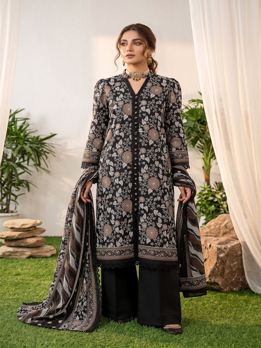 Unstitched Printed Lawn 3 Piece Suit
