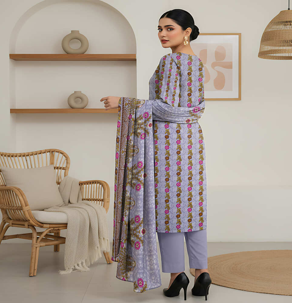 Unstitched Printed Lawn 3 Piece