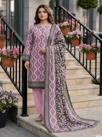 Unstitched Printed Lawn 3 Piece Suit