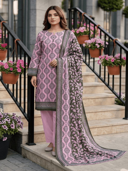 Unstitched Printed Lawn 3 Piece Suit