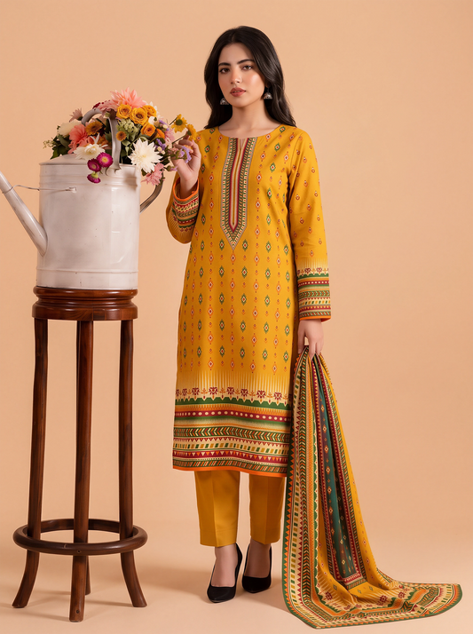 Mayal – 3 Piece Printed Suit  Vol 2 (Design 07)