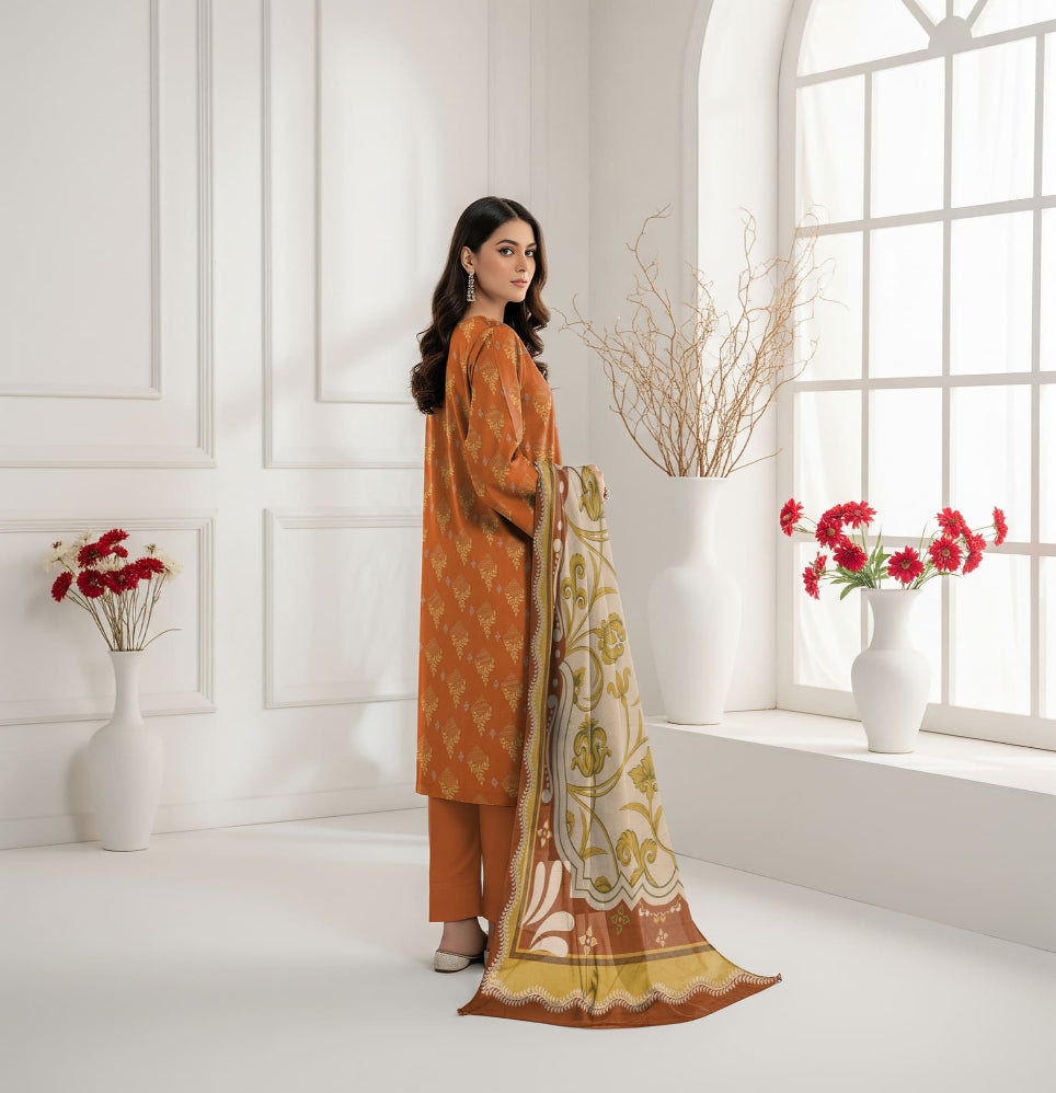 Unstitched Printed Lawn 3 Piece