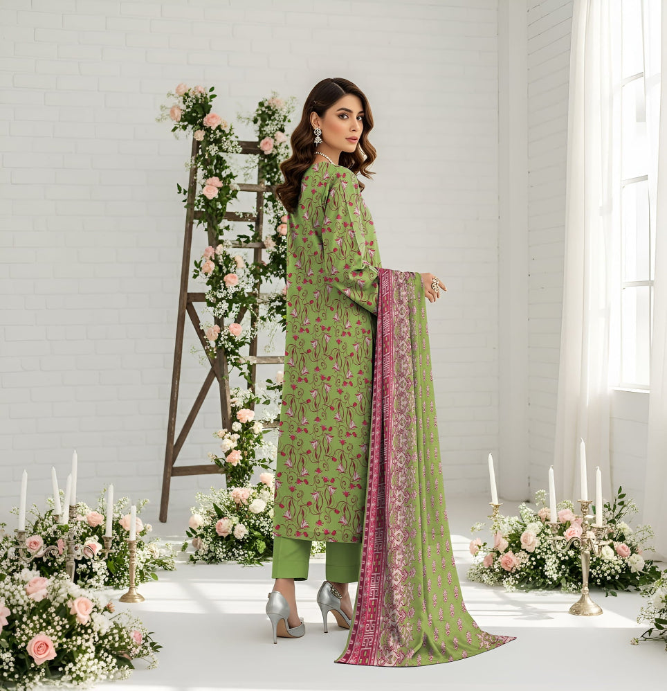 Unstitched Printed Lawn 3 Piece