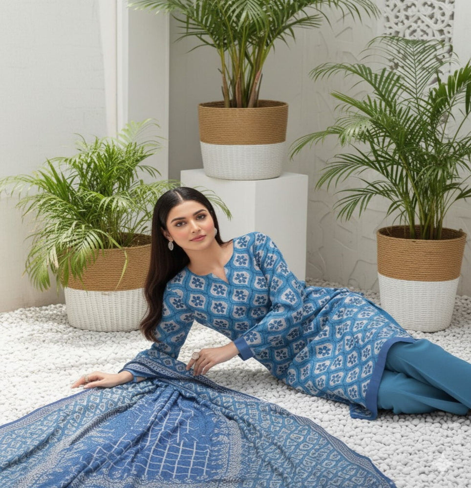 Unstitched Printed Lawn 3 Piece