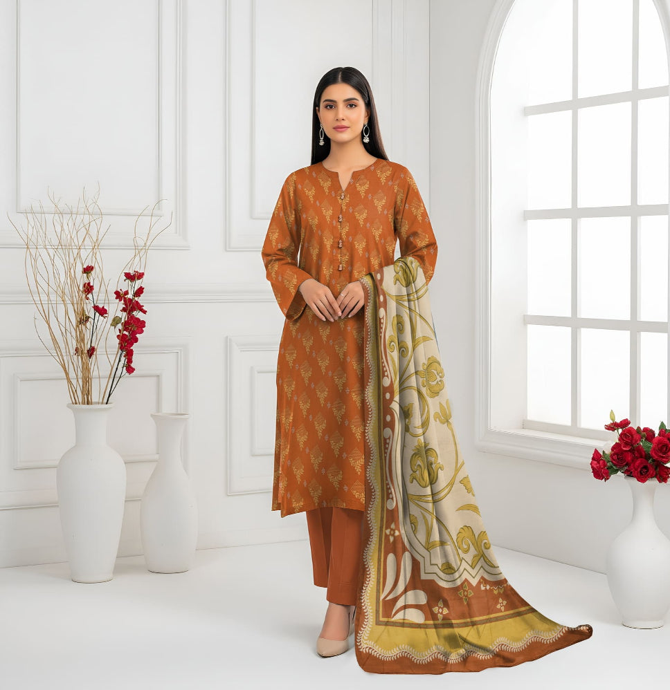 Unstitched Printed Lawn 3 Piece