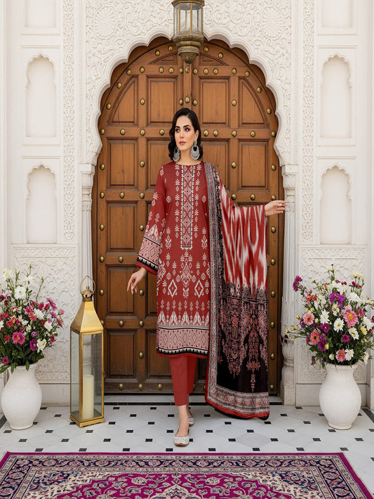 Unstitched Printed Lawn 3 Piece