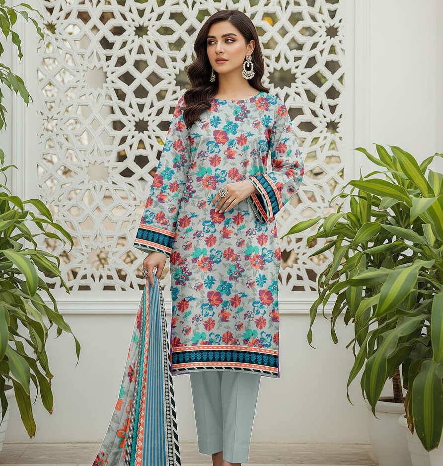 Unstitched Printed Karandi 3 Piece