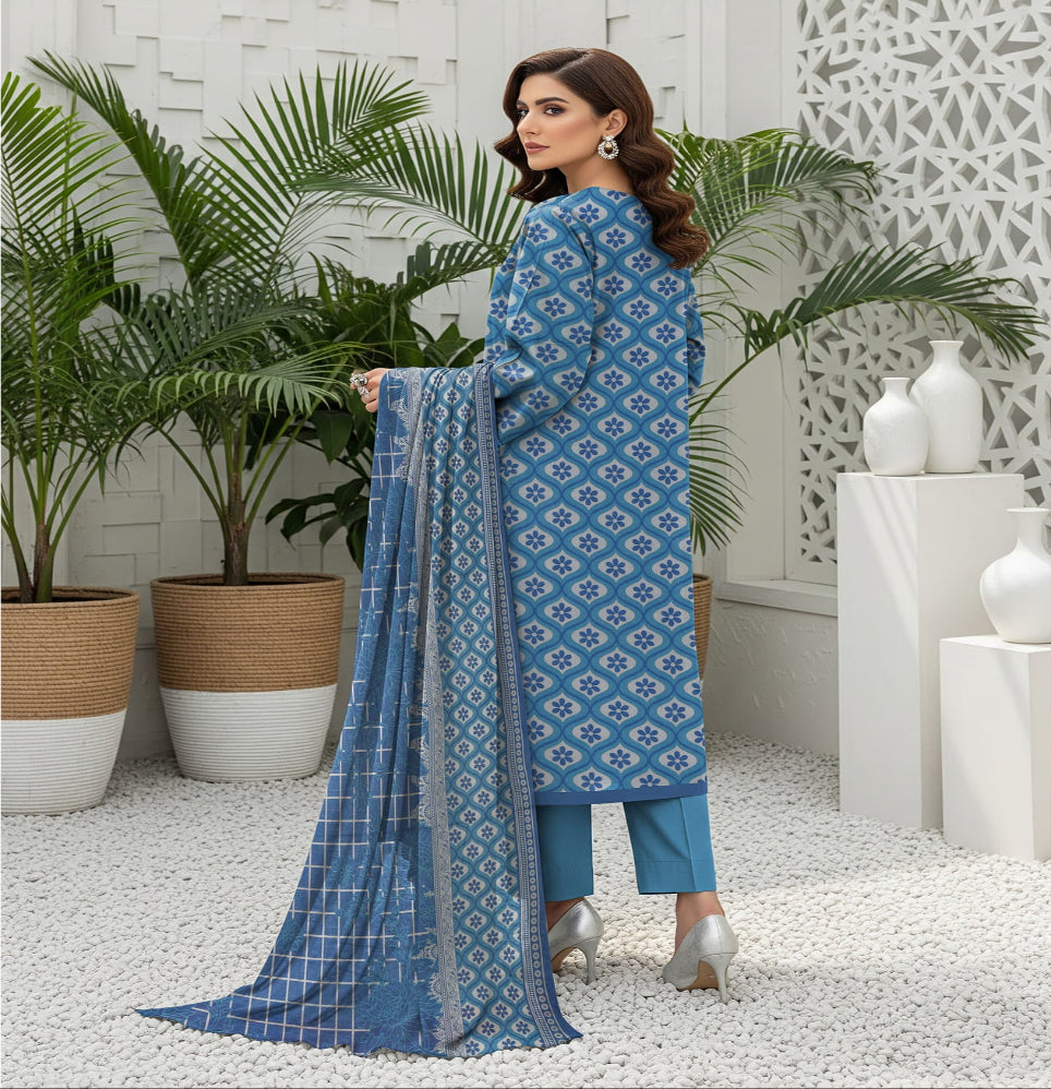 Unstitched Printed Lawn 3 Piece