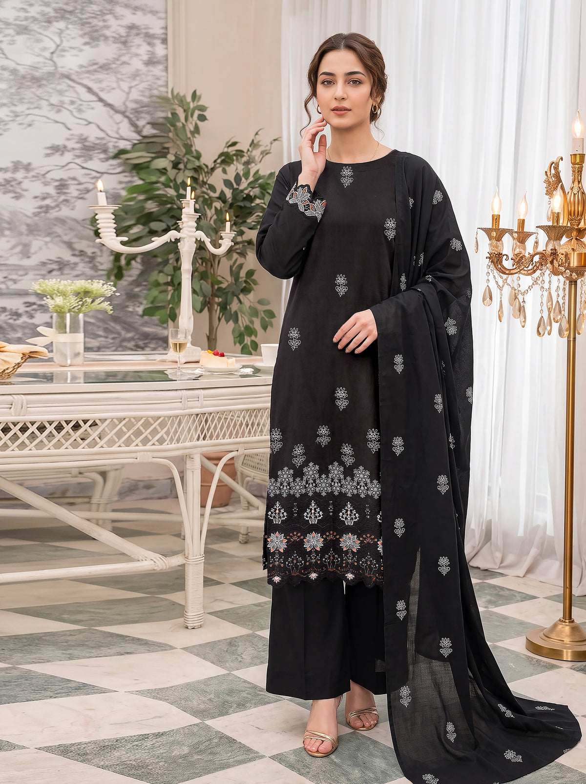 Abraj – 3 Piece Embroidered Suit