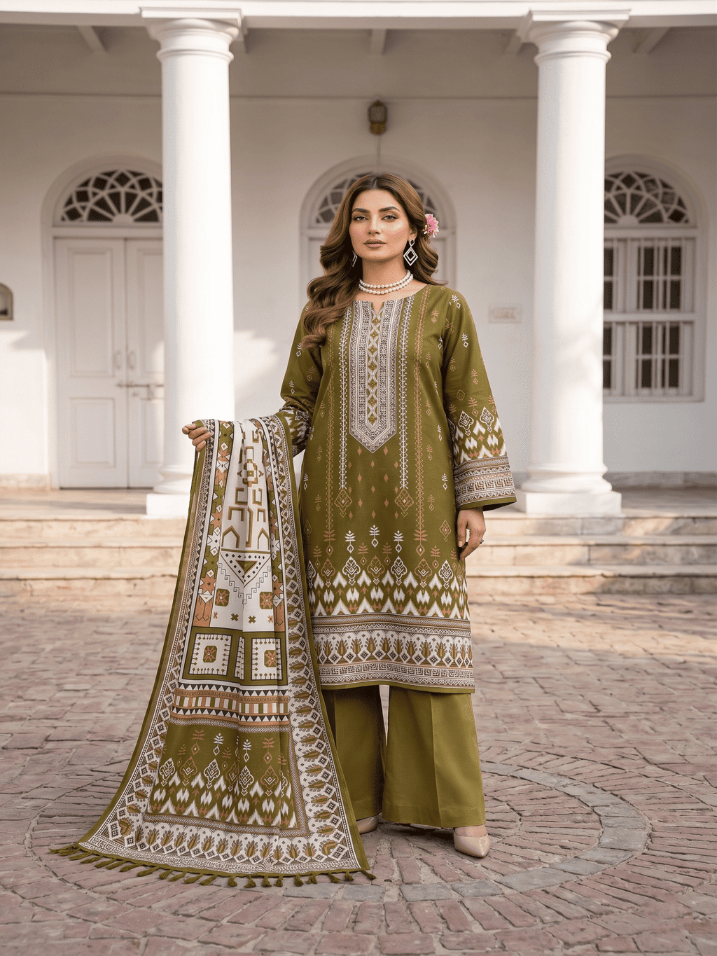 Unstitched Printed Lawn 3 Piece Suit