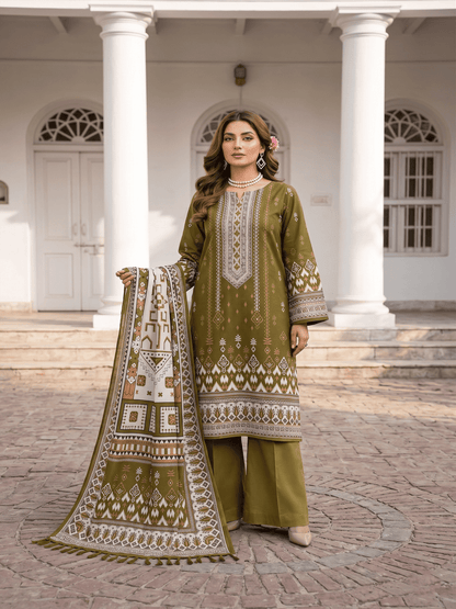 Unstitched Printed Lawn 3 Piece Suit