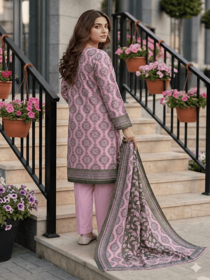 Unstitched Printed Lawn 3 Piece Suit