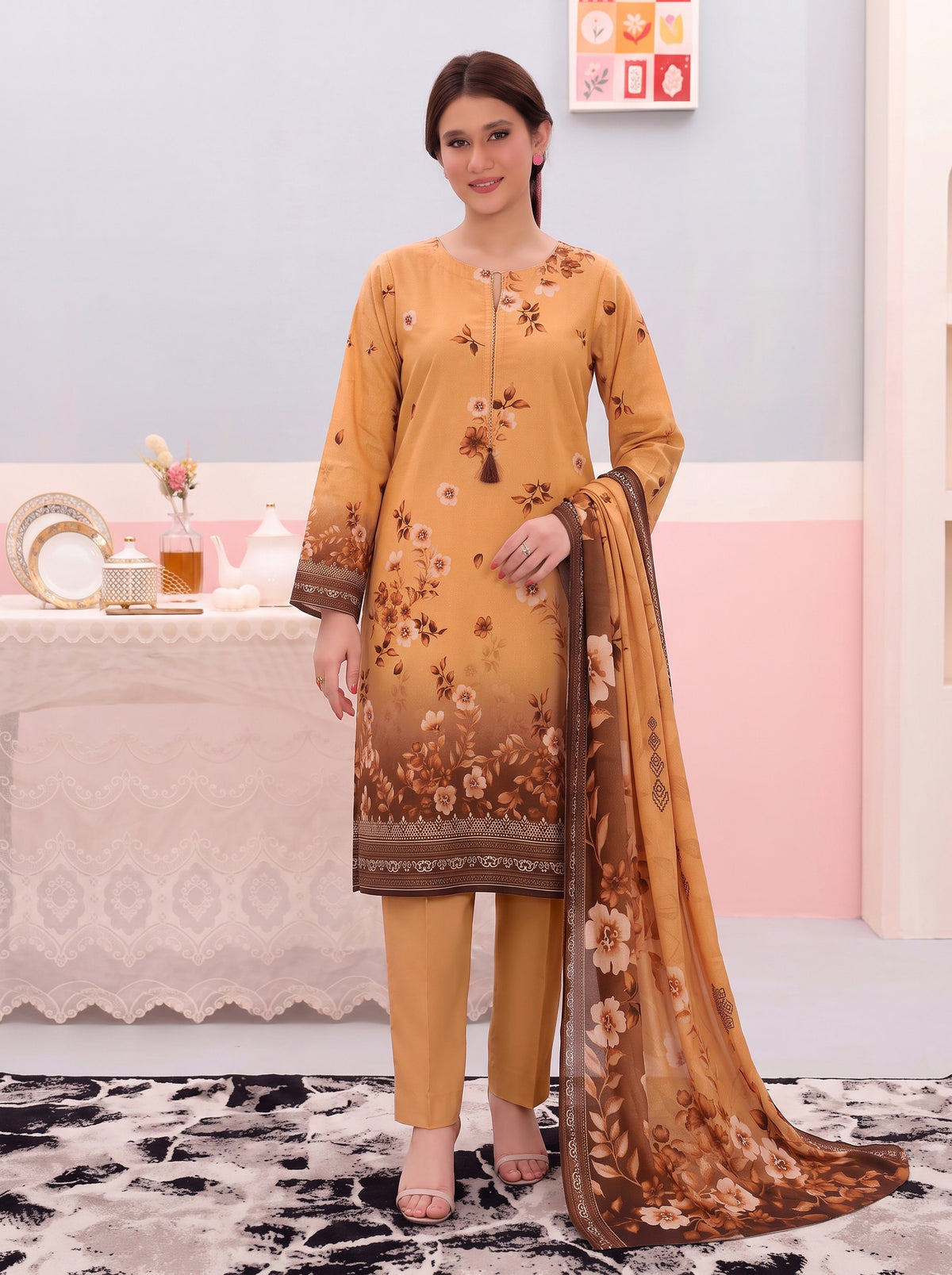 Areeqa Vol 1 Printed 3-Piece Suit (Design 3)