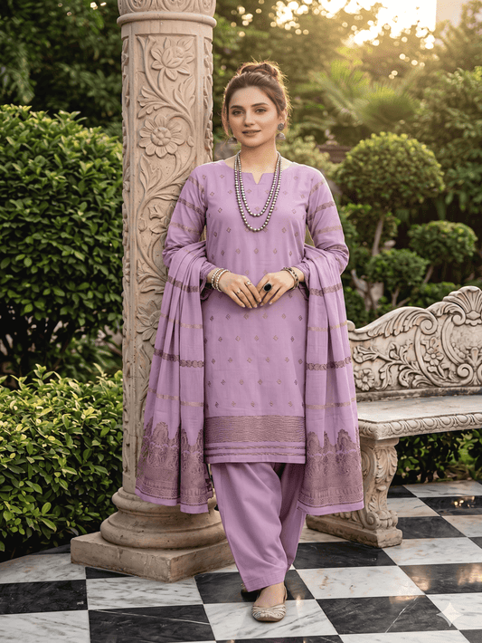 Jacquard Brosha Lawn 3 Piece Suit Unstitched