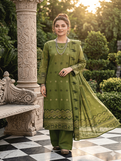 Jacquard Brosha Lawn 3 Piece Suit Unstitched