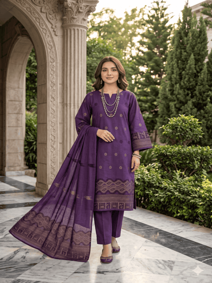 Jacquard Brosha Lawn 3 Piece Suit Unstitched