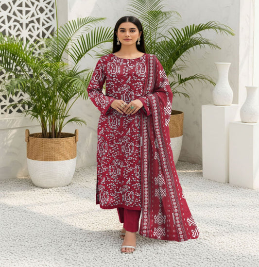 Unstitched Printed Lawn 3 Piece