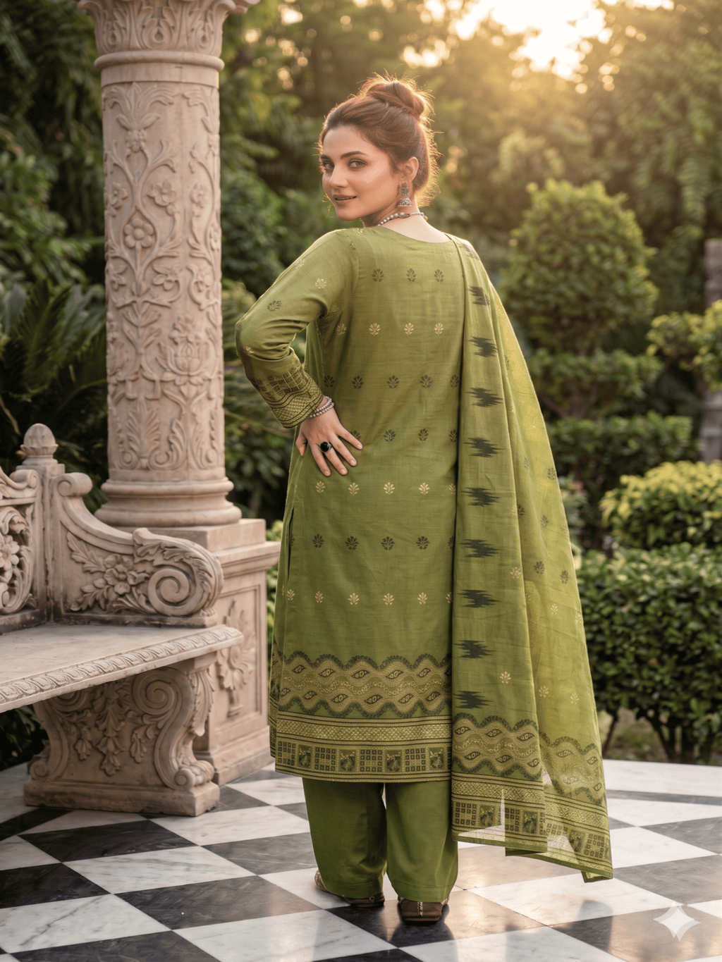 Jacquard Brosha Lawn 3 Piece Suit Unstitched