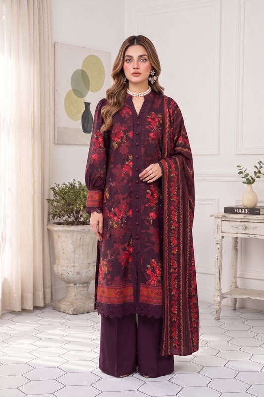 Unstitched Printed Lawn 3 Piece