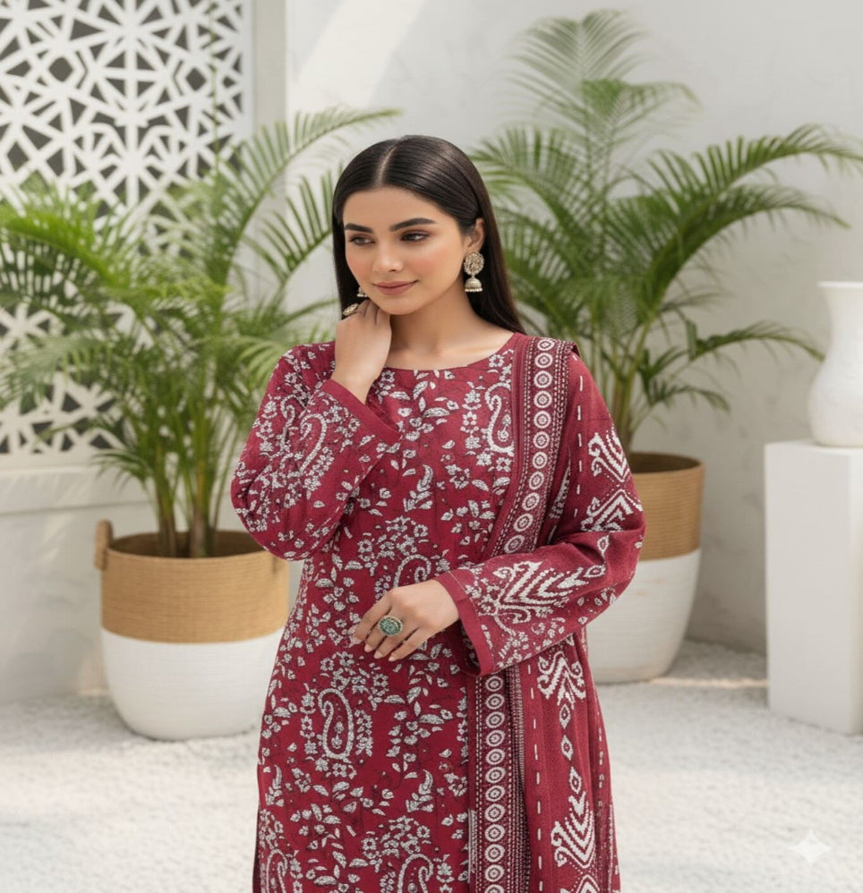 Unstitched Printed Lawn 3 Piece