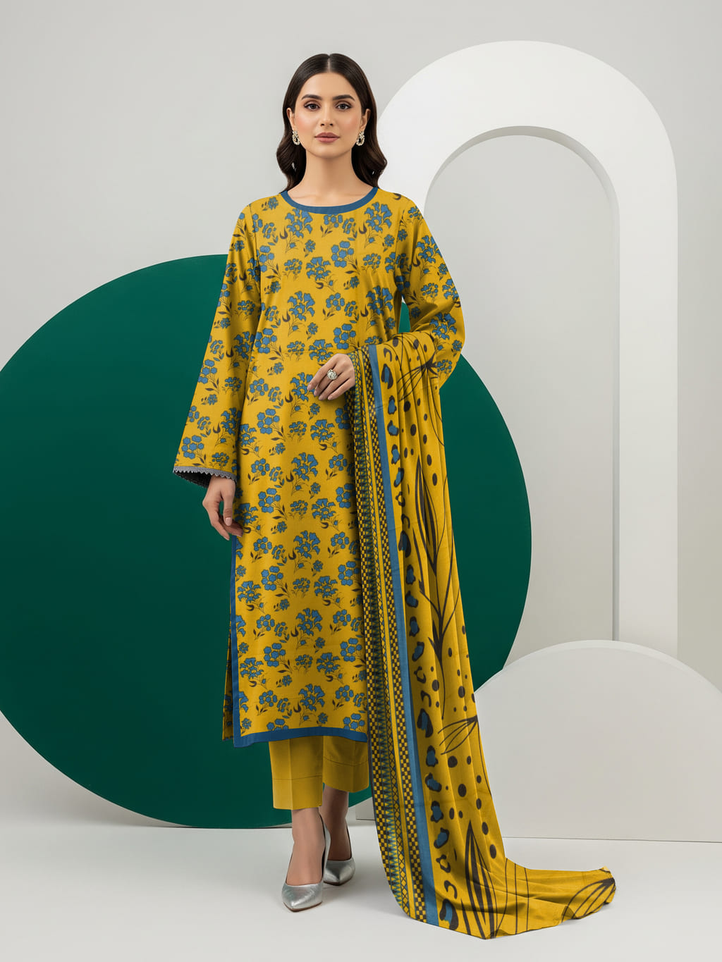 Unstitched Printed Lawn 3 Piece