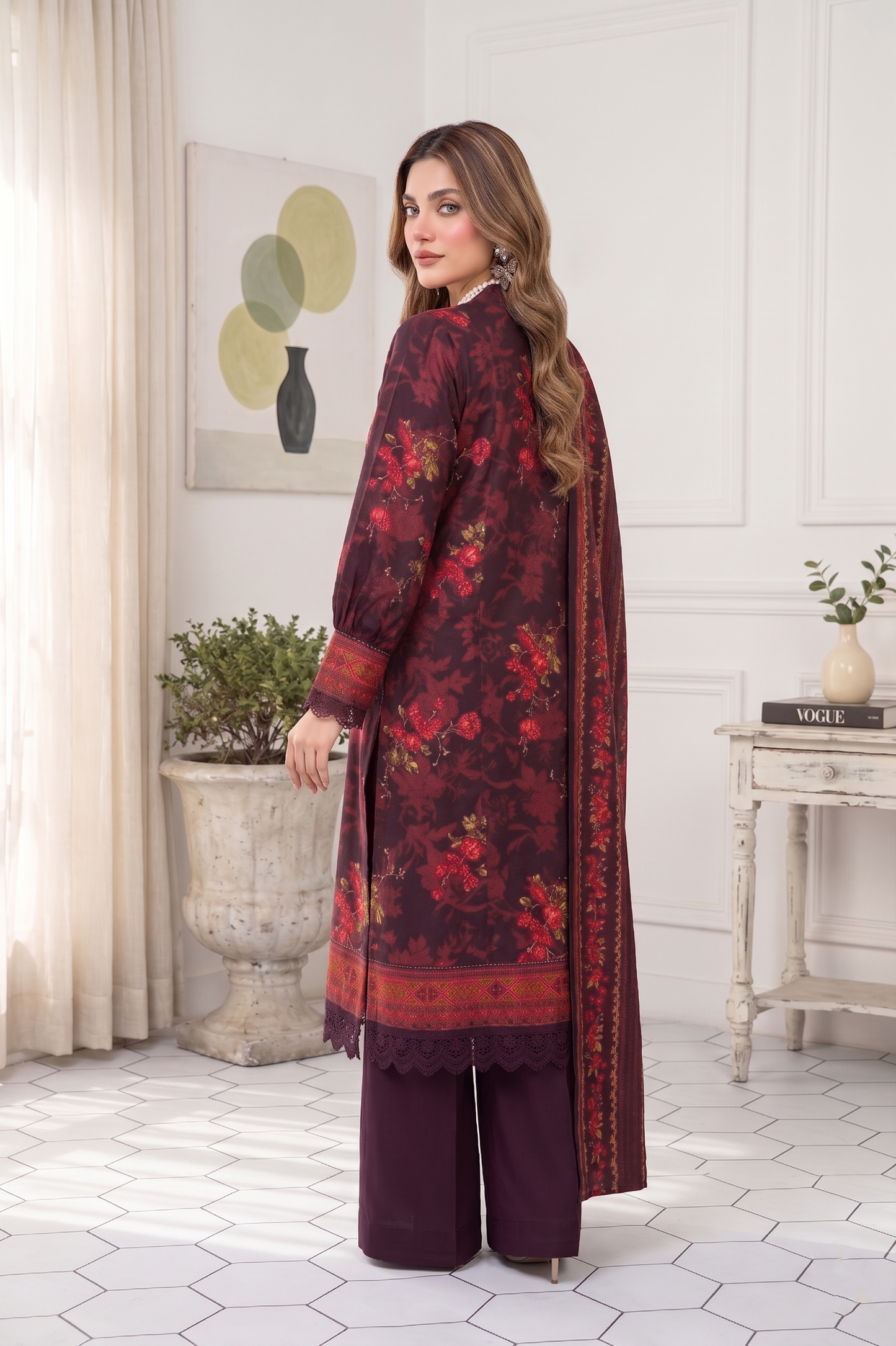 Unstitched Printed Lawn 3 Piece