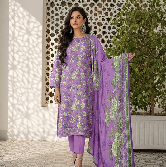 Unstitched Printed Karandi 3 Piece