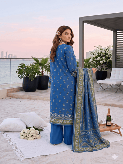 Unstitched Printed Lawn 3 Piece Suit