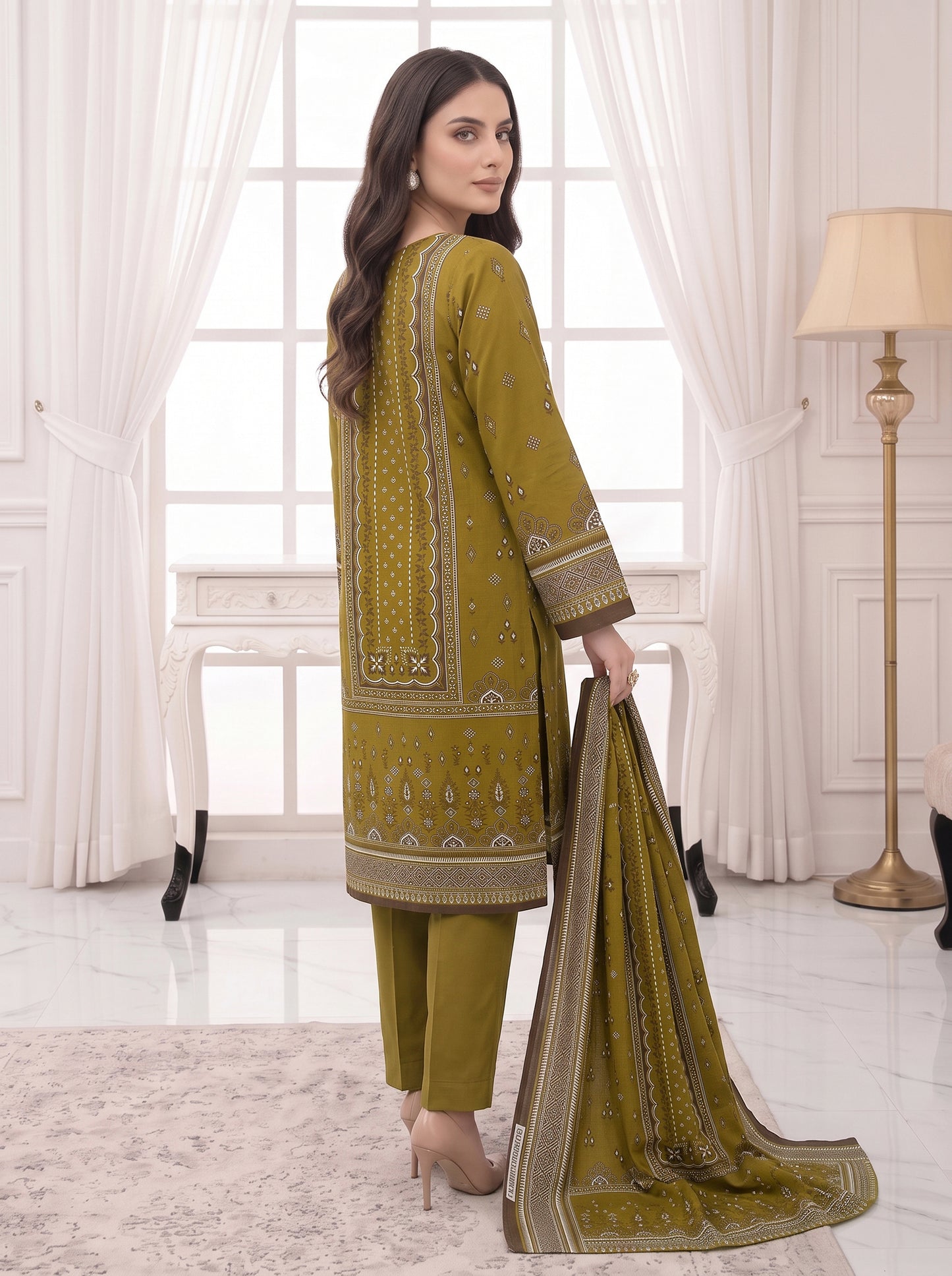 Unstitched Printed Lawn 3 Piece