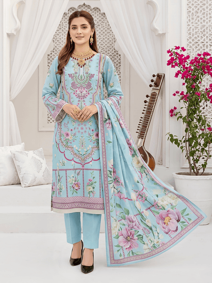 Unstitched Printed Lawn 3 Piece Suit