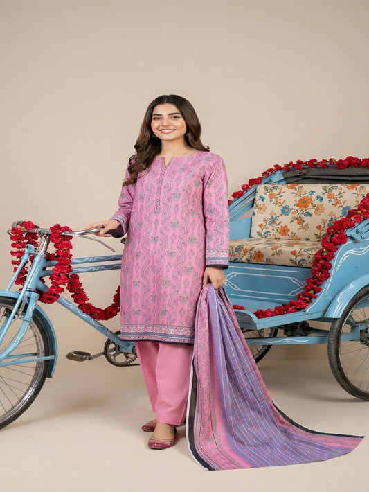 Unstitched Printed Lawn 3 Piece